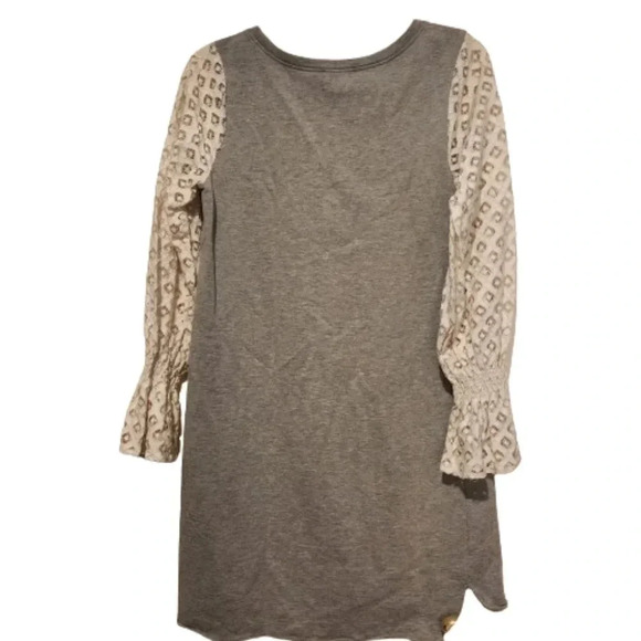 Kensie gray sweatshirt dress with white lace long sleeves Size Small - Picture 2 of 7